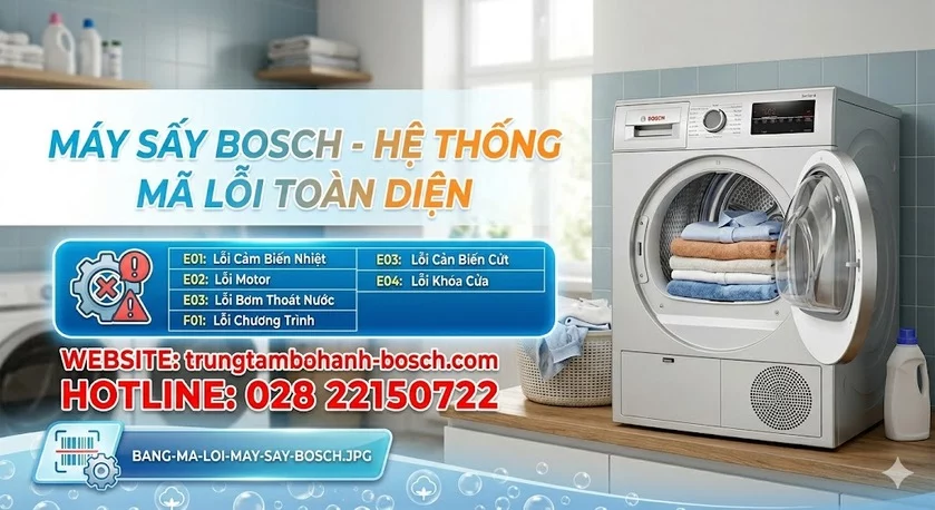 Bảng mã lỗi máy sấy Bosch