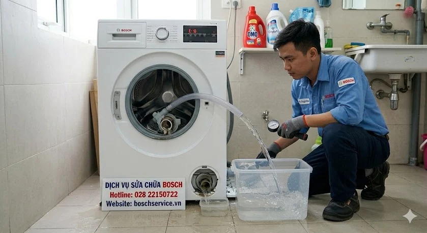 Máy giặt Bosch xả nước liên tục