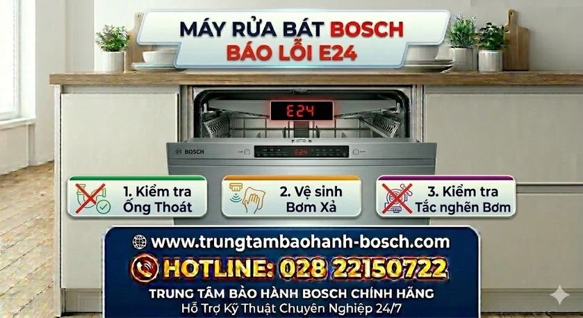 Máy rửa bát Bosch báo lỗi E24