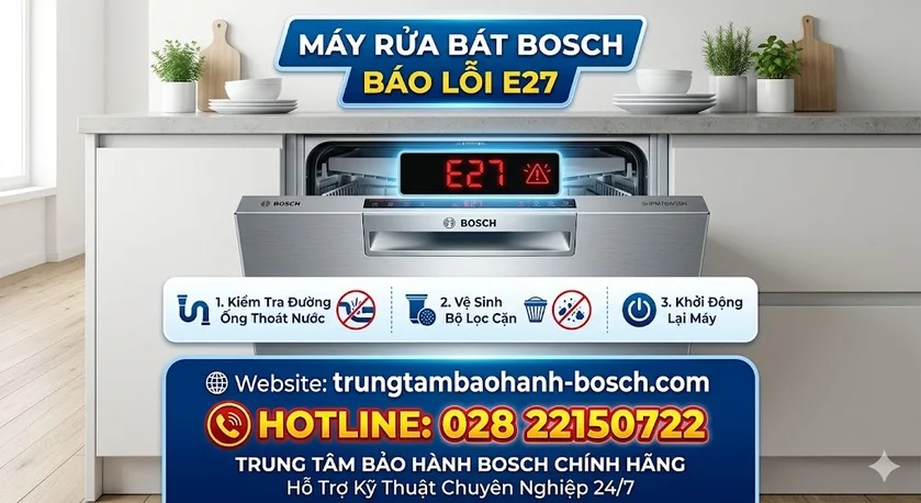 Máy rửa bát Bosch báo lỗi E27