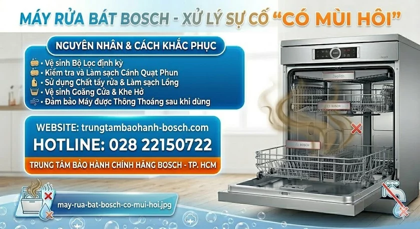 Máy rửa bát Bosch có mùi hôi