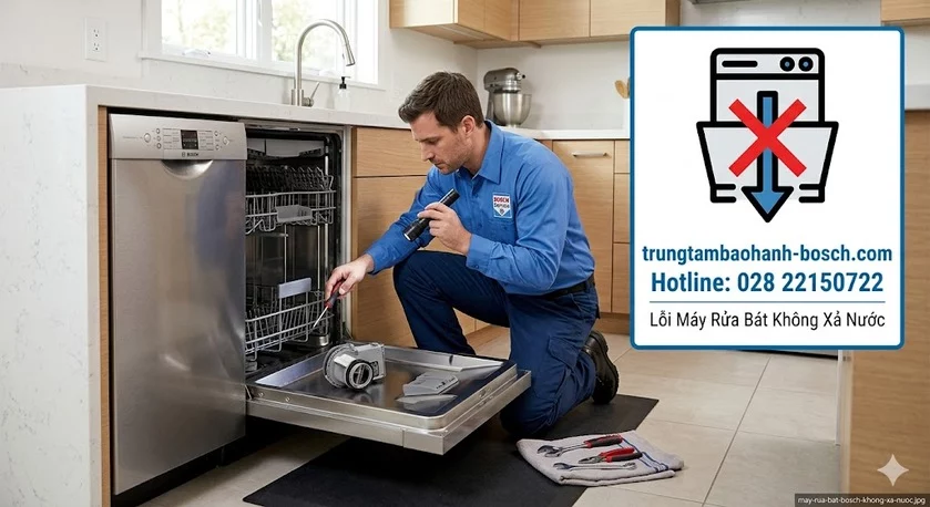 Máy rửa bát Bosch không xả nước