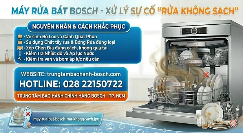 Máy rửa bát Bosch rửa không sạch