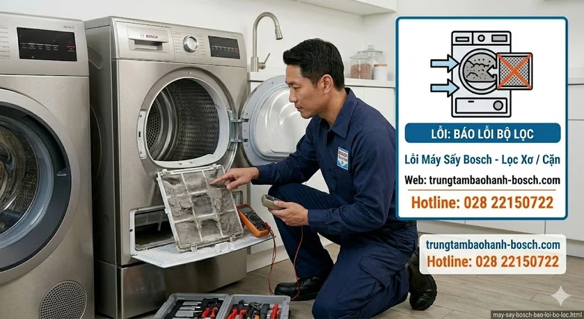 Máy sấy Bosch báo lỗi bộ lọc