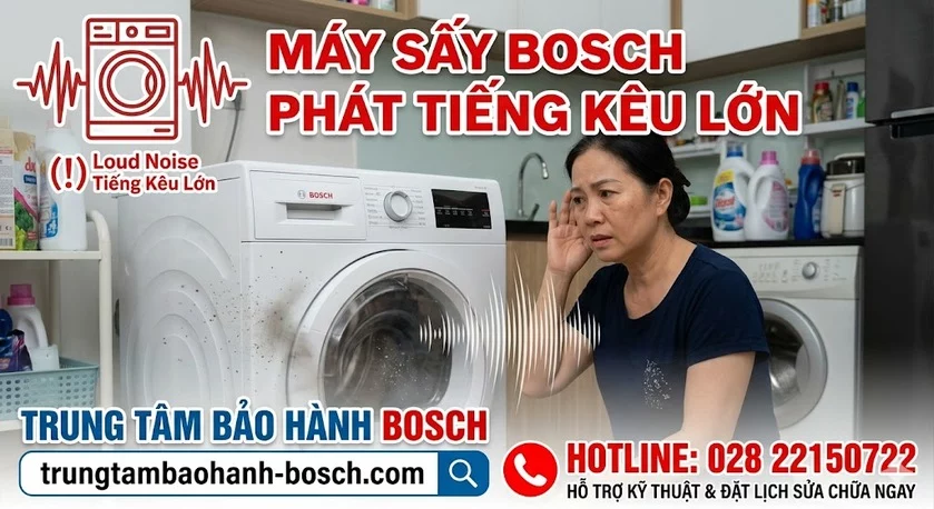 Máy sấy Bosch phát tiếng kêu lớn