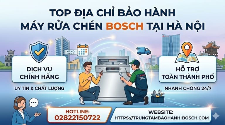 Trung tâm sửa chữa máy rửa chén bát Bosch âm tủ và độc lập tại Hà Nội