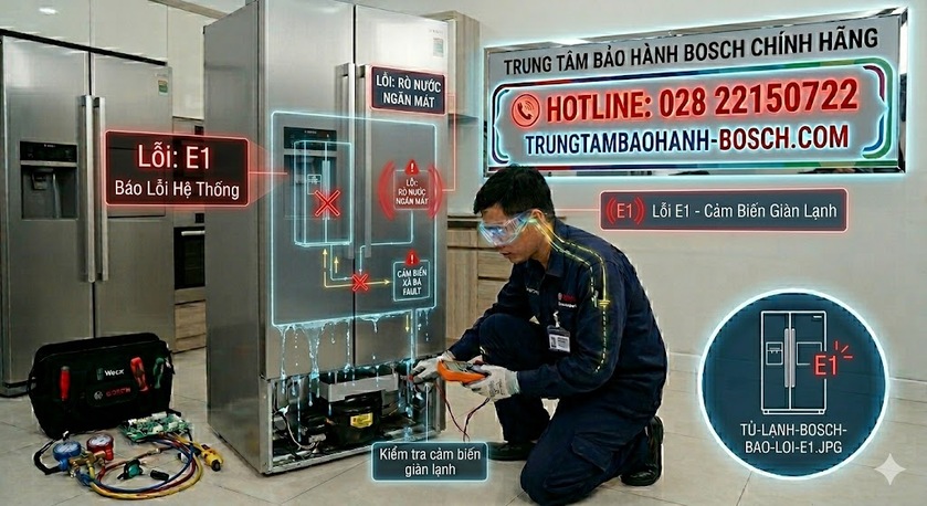 Thay thế Sensor ngăn mát để sửa lỗi E1 trên tủ lạnh Bosch