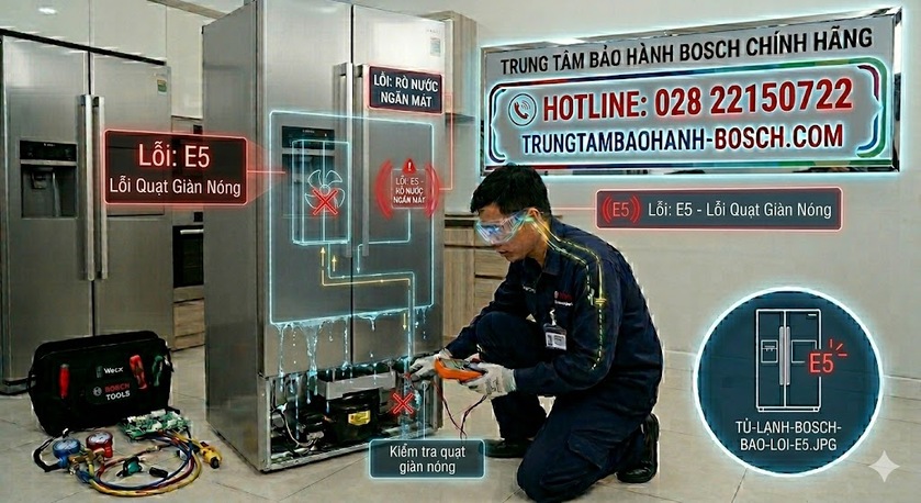 Kiểm tra và thay thế Sensor lỗi E5 trên tủ lạnh Bosch