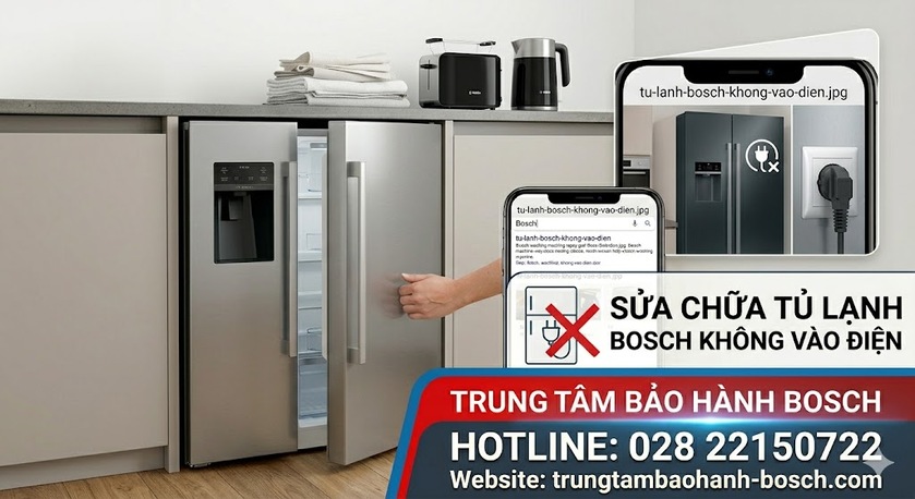 Kiểm tra hệ thống dây dẫn nguồn phía sau tủ lạnh Bosch